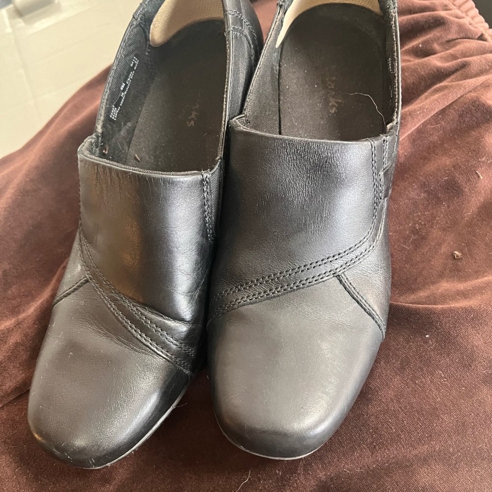 Clarks Black Leather Heels